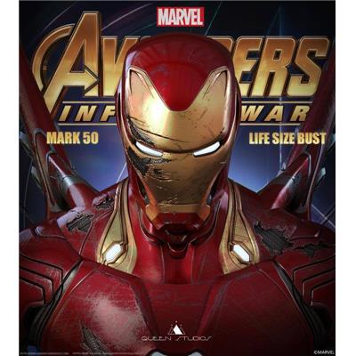 Avengers: Infinity War - Iron Man Mark 50 Battle Damaged Life-Size Bust Queen Studios