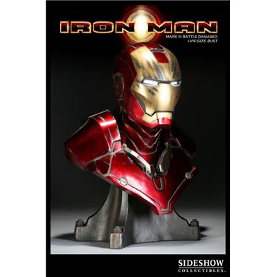 Iron Man Mark III Battle Damaged Buste Taille Réelle Sideshow